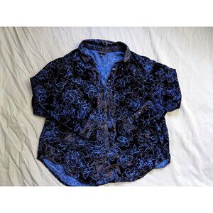 Torrid Top Blue Floral Velvet Madison Button Up Shirt Womens Size 0X